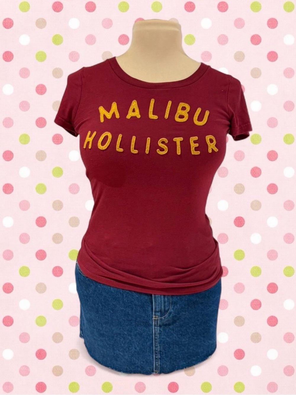 vintage maroon Hollister Malibu baby tee